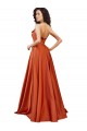 Sleeveless Round Neck Silk like Satin Burnt Orange Sweep Train Formal Evening Gown / Prom Dress / Bridesmaid Dress Bath