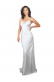 Sleeveless Cowl Neck Silk like Satin White Sweep Train Beach Wedding Dresses Bath