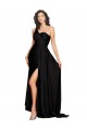 Sleeveless One Shoulder Silk like Satin Black Long Black Tie Evening Gown / Prom Dress / Bridesmaid Dress Bath