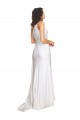 Sleeveless One Shoulder Silk like Satin White Long Wedding Dress Bath