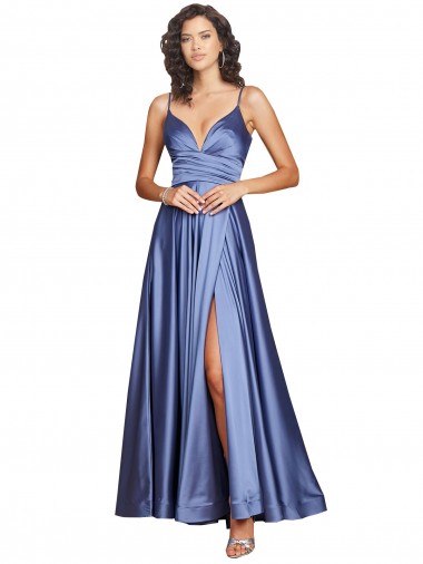 Sleeveless Sweetheart Silk like Satin French Blue Long Black Tie Evening Gown / Prom Dress / Bridesmaid Dress Bath
