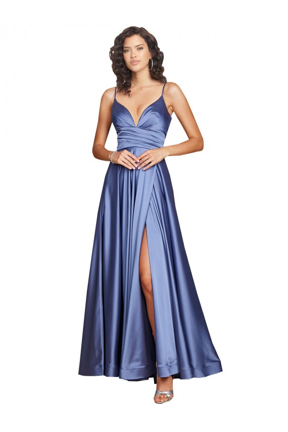 Sleeveless Sweetheart Silk like Satin French Blue Long Black Tie Evening Gown / Prom Dress / Bridesmaid Dress Bath