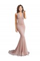 Sleeveless V-Neck Spandex Dusty Pink Long Formal Evening Gown / Prom Dress / Bridesmaid Dress Bath