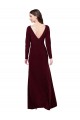 Long Sleeves V-Neck Spandex Burgundy Gold Long Prom Dress / Bridesmaid Dress Bath