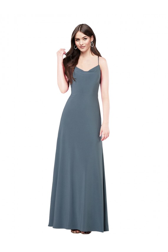 Sleeveless V-Neck Spandex Slate Grey Long Prom Dress / Bridesmaid Dress Bath