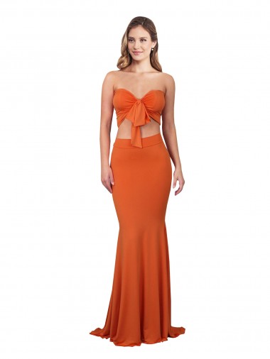 Sleeveless Strapless Spandex Orange Long Formal Evening Gown / Prom Dress / Bridesmaid Dress Bath