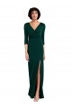 Long Sleeves V-Neck Spandex Dark Green Long Formal Evening Gown / Prom Dress / Bridesmaid Dress Bath