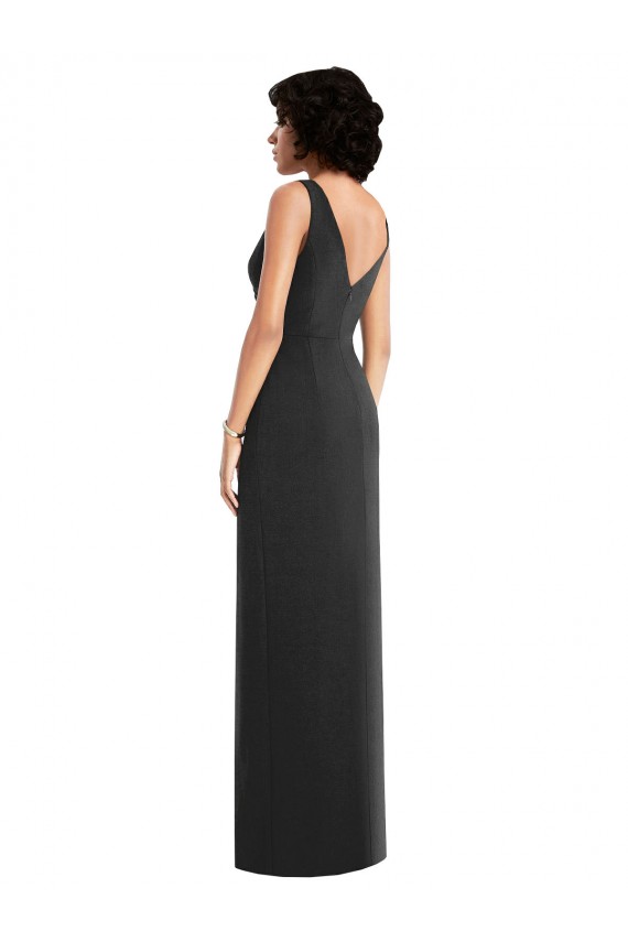 Sleeveless V-Neck Spandex Black Sheath Long Formal Evening Gown / Prom Dress / Bridesmaid Dress Bath