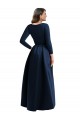 Long Sleeves V-Neck Spandex Dark Navy Long High Low Plus Size Evening Gown / Prom Dress / Bridesmaid Dress Bath