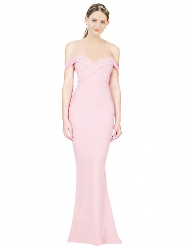 Sleeveless Strapless Stretch Crepe Pink Long Formal Evening Gown / Prom Dress / Bridesmaid Dress Bath