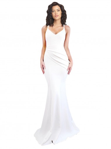 Sleeveless High Neck Stretch Crepe White Long Black Tie Evening Gown / Prom Dress / Bridesmaid Dress Bath