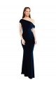 Sleeveless One Shoulder Stretch Crepe Dark Navy Long Formal Evening Gown / Prom Dress / Bridesmaid Dress Bath
