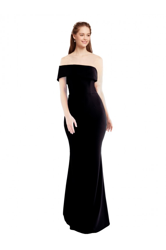 Sleeveless One Shoulder Stretch Crepe Black Long Formal Evening Gown / Prom Dress / Bridesmaid Dress Bath