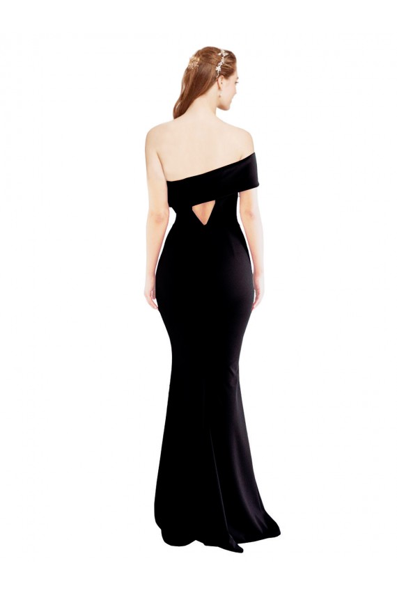 Sleeveless One Shoulder Stretch Crepe Black Long Formal Evening Gown / Prom Dress / Bridesmaid Dress Bath