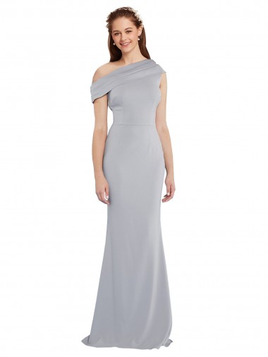 Sleeveless One Shoulder Stretch Crepe Grey Long Formal Dress / Bridesmaid Dress Bath