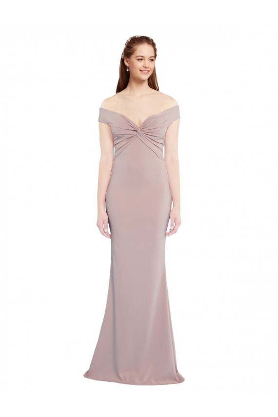 Sleeveless V-Neck Stretch Crepe Dusty Pink Long Formal Evening Gown / Prom Dress / Bridesmaid Dress Bath