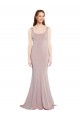 Cap Sleeves Scoop Neck Stretch Crepe Dusty Pink Long Formal Evening Gown / Prom Dress / Bridesmaid Dress Bath