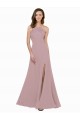 Sleeveless High Neck Stretch Crepe Dusty Pink A-Line Long Prom Dress / Bridesmaid Dress Bath