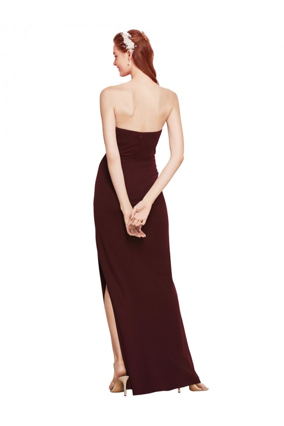 Sleeveless Strapless Stretch Crepe Burgundy Gold Long Formal Evening Gown / Prom Dress / Bridesmaid Dress Bath