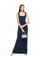 Sleeveless Scoop Neck Stretch Crepe Dark Navy Long Formal Evening Gown / Prom Dress / Bridesmaid Dress Bath