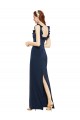 Sleeveless Scoop Neck Stretch Crepe Dark Navy Long Formal Evening Gown / Prom Dress / Bridesmaid Dress Bath