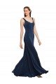 Sleeveless Round Neck Stretch Crepe Dark Navy Long Prom Dress / Bridesmaid Dress Bath