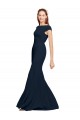 Sleeveless Boat Neck Stretch Crepe Dark Navy Long Formal Evening Gown / Prom Dress / Bridesmaid Dress Bath