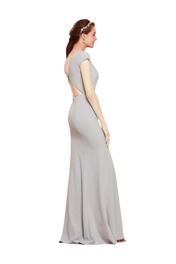 Sleeveless Boat Neck Stretch Crepe Dark Navy Long Formal Evening Gown / Prom Dress / Bridesmaid Dress Bath