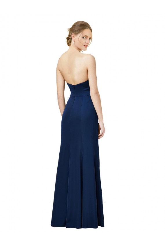 Sleeveless Strapless Stretch Crepe Black Long Formal Dress / Bridesmaid Dress Bath