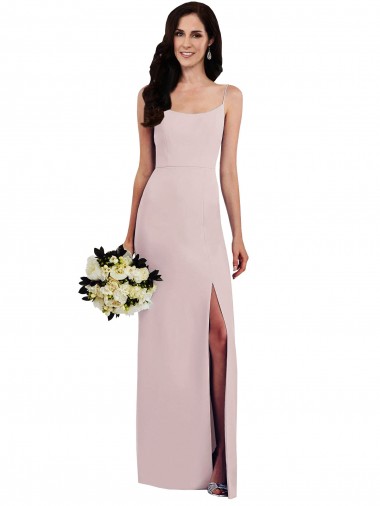 Sleeveless Spaghetti Straps Stretch Crepe Long Formal Evening Gown / Prom Dress / Bridesmaid Dress Bath