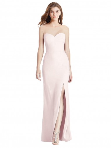 Sleeveless Strapless Stretch Crepe Pink Long Semi Formal Evening Dress / Prom Dress / Bridesmaid Dress Bath