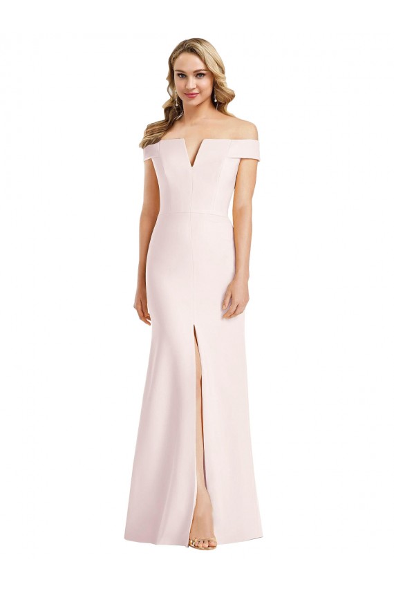 Sleeveless V-Neck Stretch Crepe Pink Long Bridesmaid Dress / Evening Dress Bath