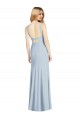 Sleeveless High Neck Stretch Crepe Light Sky Blue Long Formal Evening Gown / Bridesmaid Dress Bath