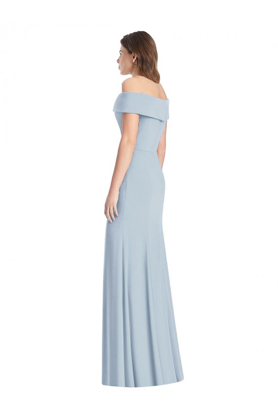 Sleeveless Off the Shoulder Stretch Crepe Light Sky Blue Long Formal Dress / Bridesmaid Dress Bath