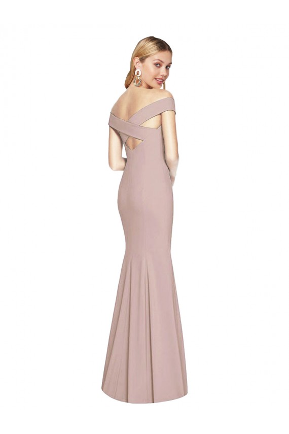 Sleeveless Off the Shoulder Stretch Crepe Dusty Pink Long Semi Formal Evening Dress / Prom Dress / Bridesmaid Dress Bath