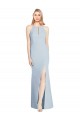 Sleeveless Halter Neck Stretch Crepe Light Sky Blue Long Semi Formal Evening Dress / Prom Dress / Bridesmaid Dress Bath
