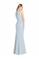 Sleeveless Halter Neck Stretch Crepe Light Sky Blue Long Semi Formal Evening Dress / Prom Dress / Bridesmaid Dress Bath