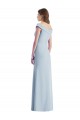 Sleeveless V-Neck Stretch Crepe Light Sky Blue Long Black Tie Evening Gown / Bridesmaid Dress Bath