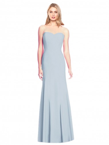 Sleeveless Strapless Stretch Crepe Light Sky Blue Trumpet Long Formal Dress / Bridesmaid Dress Bath