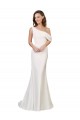 Sleeveless One Shoulder Stretch Crepe Ivory Sweep Train Formal Evening Gown / Prom Dress / Bridesmaid Dress Bath