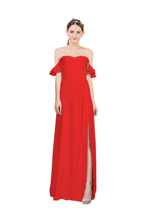 Sleeveless Sweetheart Stretch Crepe Red Long Formal Evening Gown / Prom Dress / Bridesmaid Dress Bath