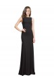 Sleeveless Bateau Neck Stretch Crepe Black Long Prom Dress / Bridesmaid Dress Bath