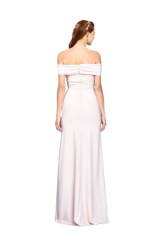 Sleeveless Off the Shoulder Stretch Crepe White Long Formal Dress / Bridesmaid Dress Bath