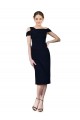 Sleeveless Off the Shoulder Stretch Crepe Dark Navy Cocktail Length Formal Evening Gown / Prom Dress / Bridesmaid Dress Bath