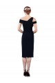 Sleeveless Off the Shoulder Stretch Crepe Dark Navy Cocktail Length Formal Evening Gown / Prom Dress / Bridesmaid Dress Bath