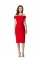 Sleeveless Off the Shoulder Stretch Crepe Red Cocktail Length Formal Evening Gown / Prom Dress / Bridesmaid Dress Bath