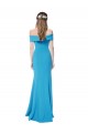 Sleeveless Off the Shoulder Stretch Crepe Peacock Blue Long Formal Dress / Bridesmaid Dress Bath