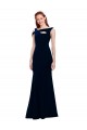 Sleeveless Off the Shoulder Stretch Crepe Dark Navy Long Formal Evening Gown / Prom Dress / Bridesmaid Dress Bath