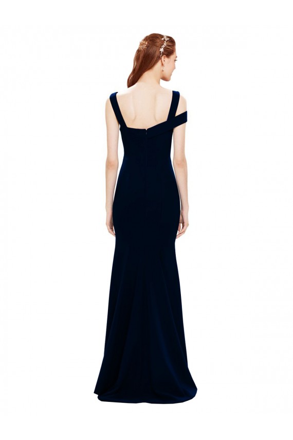 Sleeveless Off the Shoulder Stretch Crepe Dark Navy Long Formal Evening Gown / Prom Dress / Bridesmaid Dress Bath