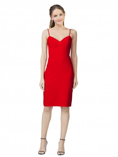 Sleeveless Sweetheart Stretch Crepe Red Cocktail Length Formal Evening Gown / Prom Dress / Bridesmaid Dress Bath